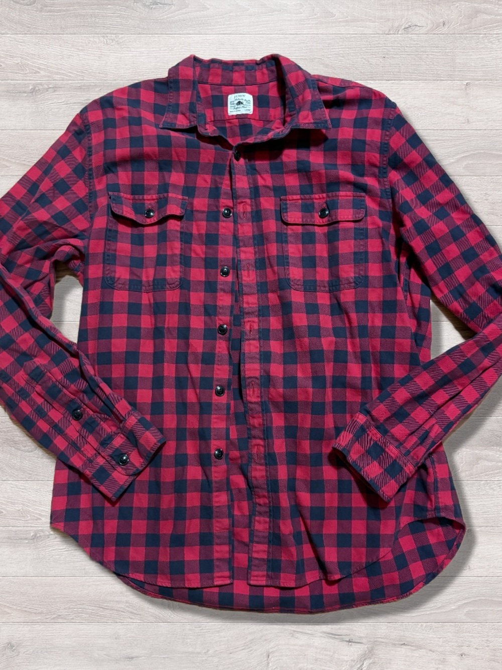 J. Crew Men's Flannel Shirt Plaid Large Long Sleeve Button Front Outdoor